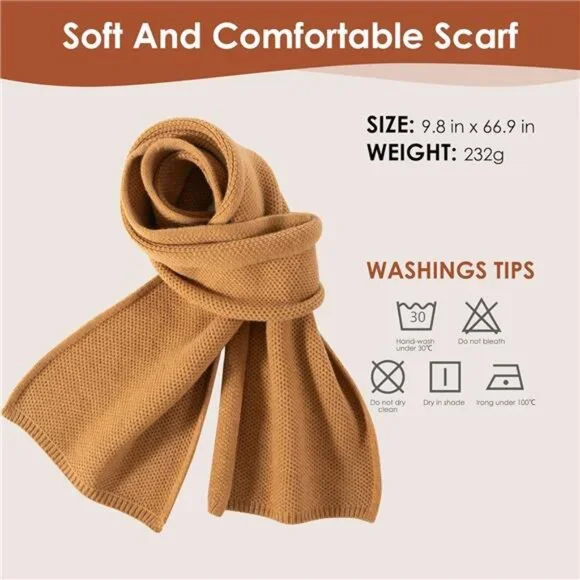 Women's Long Knit Scarf Winter Chunky Scarfs Warm Big Wrap Thick Winter Fashion - Picture 4 of 5